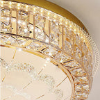 Modern Luxury Round Crystal Glass Acrylic Metal LED Flush Mount Ceiling Light for Bedroom