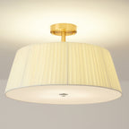 Contemporary Scandinavian Tapered Fabric Shade Iron Acrylic 3/5 Light Semi-Flush Mount Ceiling Light For Bedroom