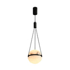 Modern Art Deco Sophisticated Spherical Copper Marble LED Pendant Light For Bedroom