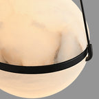 Modern Art Deco Sophisticated Spherical Copper Marble LED Pendant Light For Bedroom