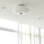 Modern Mid-Century Bauhaus Round Iron Glass LED Semi-Flush Mount Ceiling Light For Bedroom