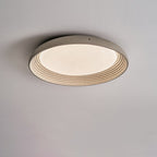 Contemporary Industrial Cement Gray Round Iron PVC LED Flush Mount Ceiling Light For Bedroom