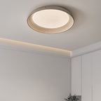 Contemporary Industrial Cement Gray Round Iron PVC LED Flush Mount Ceiling Light For Bedroom