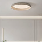 Contemporary Industrial Cement Gray Round Iron PVC LED Flush Mount Ceiling Light For Bedroom
