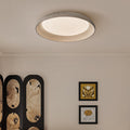 Contemporary Industrial Cement Gray Round Iron PVC LED Flush Mount Ceiling Light For Bedroom
