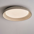 Contemporary Industrial Cement Gray Round Iron PVC LED Flush Mount Ceiling Light For Bedroom