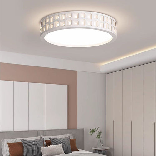 Modern Minimalist Round Iron PVC LED Flush Mount Ceiling Light For Bedroom