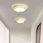 Modern Minimalist Cream-Toned Round Iron PE LED Flush Mount Ceiling Light For Bedroom
