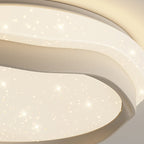 Modern Minimalist Cream-Toned Round Iron PE LED Flush Mount Ceiling Light For Bedroom