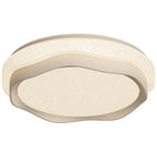 Modern Minimalist Cream-Toned Round Iron PE LED Flush Mount Ceiling Light For Bedroom