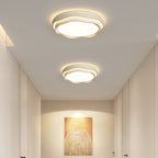 Modern Minimalist Cream-Toned Round Iron PE LED Flush Mount Ceiling Light For Bedroom