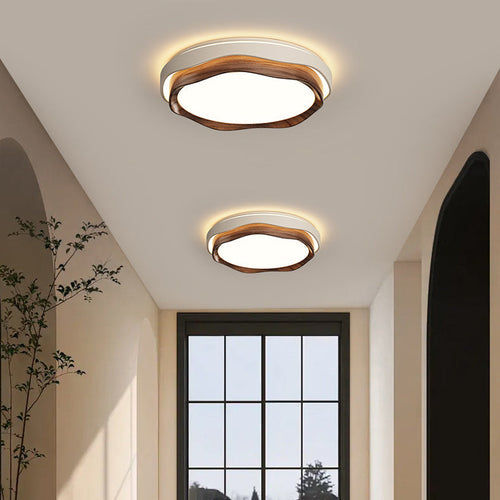 Modern Minimalist Cream-Toned Round Iron PE LED Flush Mount Ceiling Light For Bedroom