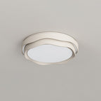 Modern Minimalist Cream-Toned Round Iron PE LED Flush Mount Ceiling Light For Bedroom