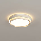 Modern Minimalist Cream-Toned Round Iron PE LED Flush Mount Ceiling Light For Bedroom