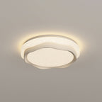 Modern Minimalist Cream-Toned Round Iron PE LED Flush Mount Ceiling Light For Bedroom