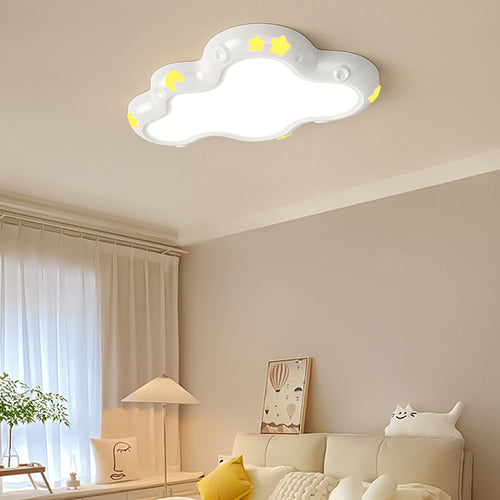Modern Minimalist Cream-Toned Clouds Iron Resin ABS LED Flush Mount Ceiling Light For Bedroom