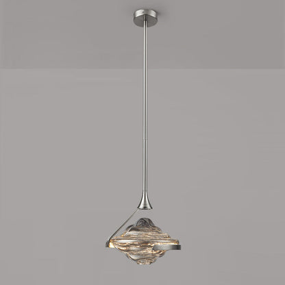 Modern Art Deco Diamond-Shaped Glass Iron LED Pendant Light For Bedroom