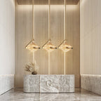 Modern Art Deco Diamond-Shaped Glass Iron LED Pendant Light For Bedroom