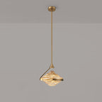 Modern Art Deco Diamond-Shaped Glass Iron LED Pendant Light For Bedroom