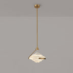 Modern Art Deco Diamond-Shaped Glass Iron LED Pendant Light For Bedroom