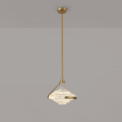 Modern Art Deco Diamond-Shaped Glass Iron LED Pendant Light For Bedroom