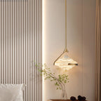 Modern Art Deco Diamond-Shaped Glass Iron LED Pendant Light For Bedroom