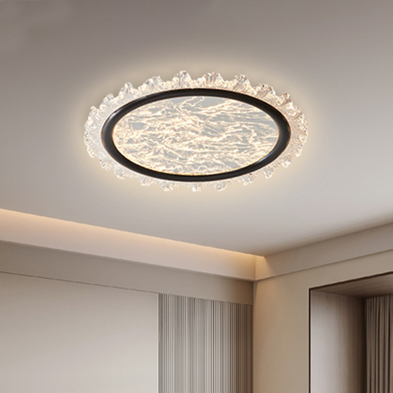 Modern Luxury Aluminum Acrylic Round LED Flush Mount Ceiling Light For Bedroom