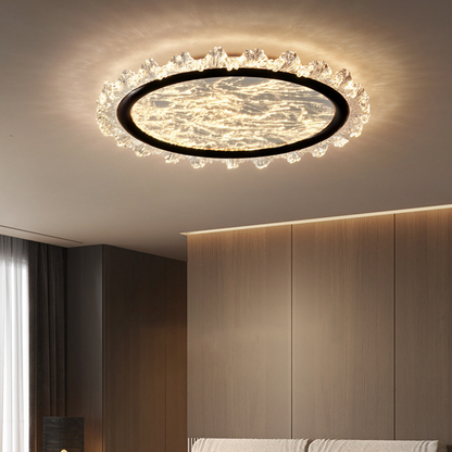Modern Luxury Aluminum Acrylic Round LED Flush Mount Ceiling Light For Bedroom