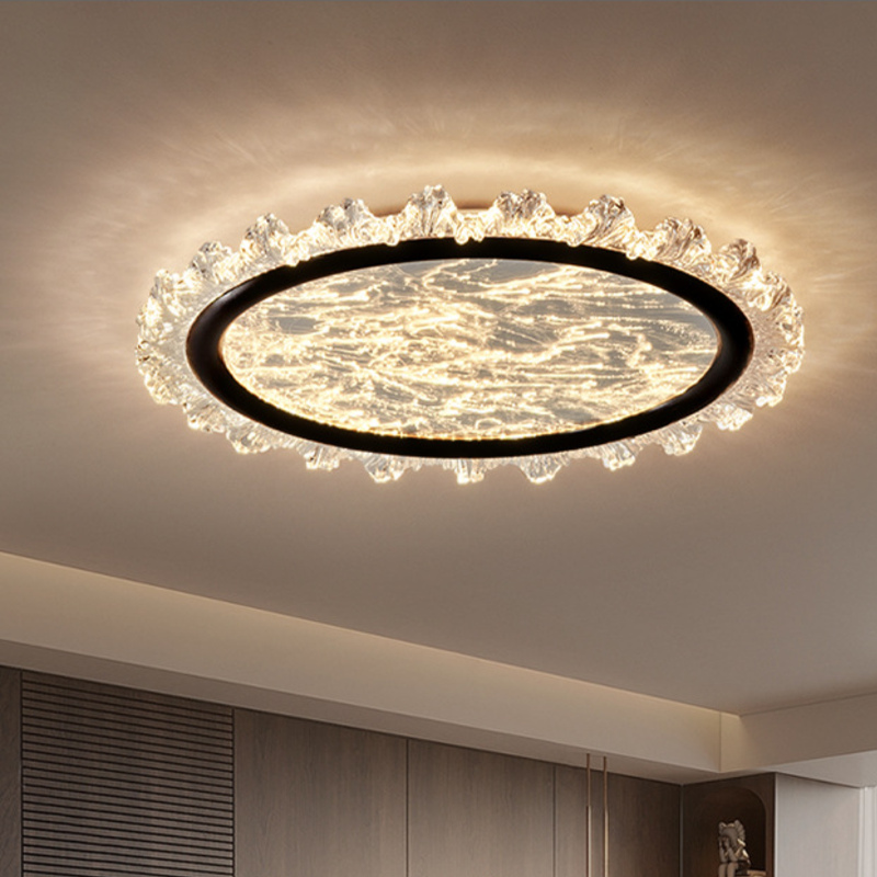 Modern Luxury Aluminum Acrylic Round LED Flush Mount Ceiling Light For Bedroom