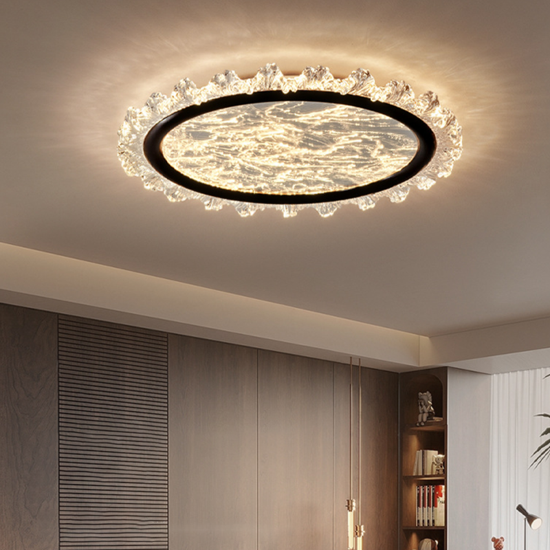 Modern Luxury Aluminum Acrylic Round LED Flush Mount Ceiling Light For Bedroom