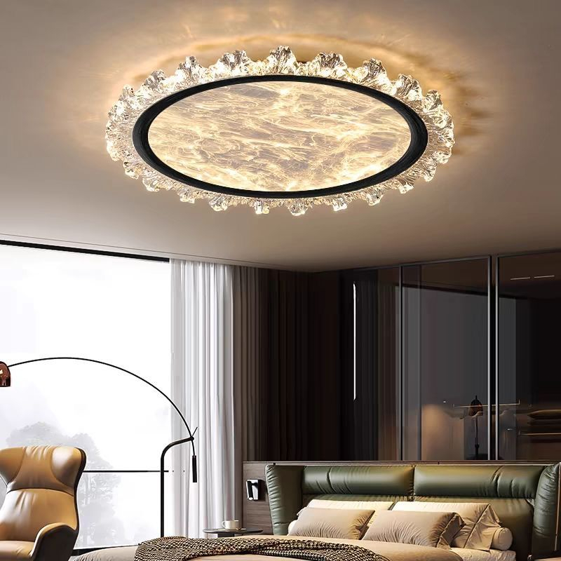 Modern Luxury Aluminum Acrylic Round LED Flush Mount Ceiling Light For Bedroom