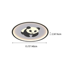 Contemporary Creative Iron Round Panda Kids LED Flush Mount Ceiling Light For Bedroom