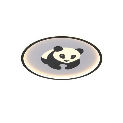 Contemporary Creative Iron Round Panda Kids LED Flush Mount Ceiling Light For Bedroom