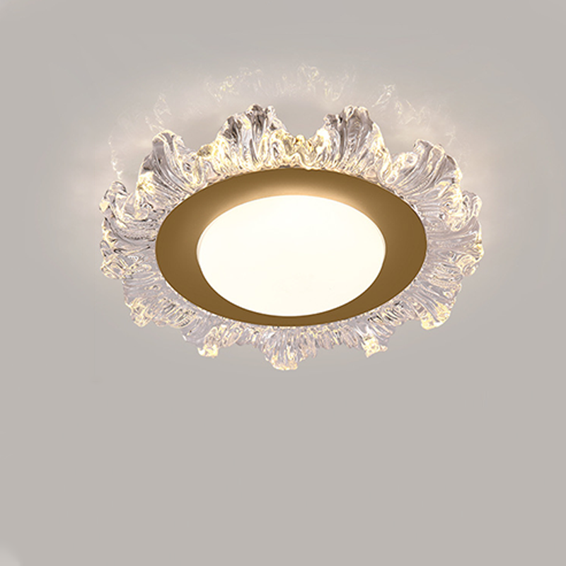 Modern Luxury Iron Acrylic Round Flower-shaped LED Flush Mount Ceiling Light For Bedroom