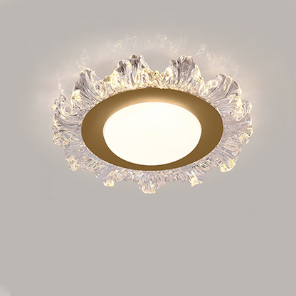 Modern Luxury Iron Acrylic Round Flower-shaped LED Flush Mount Ceiling Light For Bedroom
