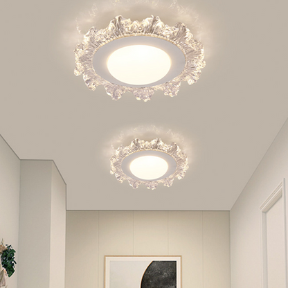 Modern Luxury Iron Acrylic Round Flower-shaped LED Flush Mount Ceiling Light For Bedroom