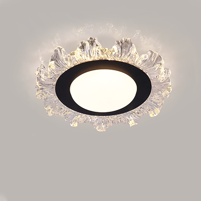Modern Luxury Iron Acrylic Round Flower-shaped LED Flush Mount Ceiling Light For Bedroom