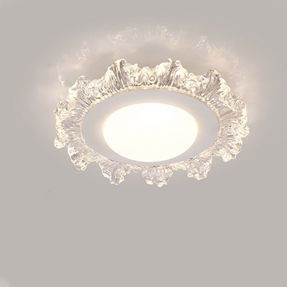 Modern Luxury Iron Acrylic Round Flower-shaped LED Flush Mount Ceiling Light For Bedroom