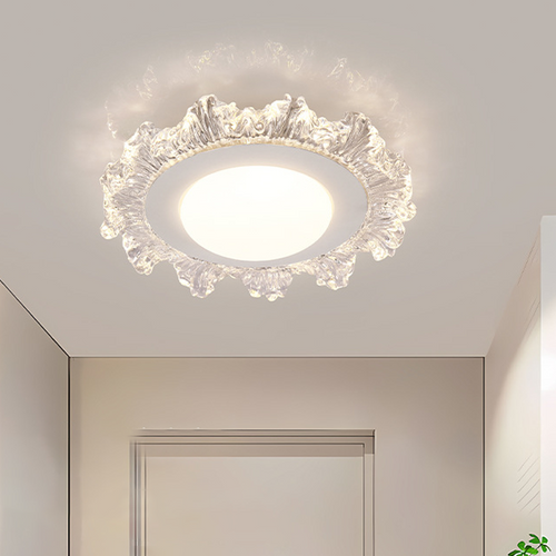 Modern Luxury Iron Acrylic Round Flower-shaped LED Flush Mount Ceiling Light For Bedroom