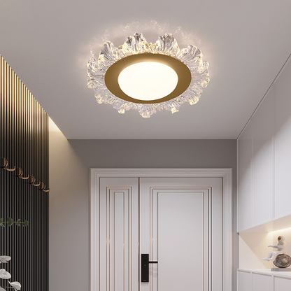 Modern Luxury Iron Acrylic Round Flower-shaped LED Flush Mount Ceiling Light For Bedroom
