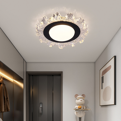 Modern Luxury Iron Acrylic Round Flower-shaped LED Flush Mount Ceiling Light For Bedroom