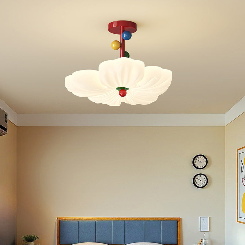 Lumendat Contemporary Creative Iron PE Colorful Flower-shaped Kids LED Semi-Flush Mount Ceiling Light For Bedroom & Living Room Lumendat