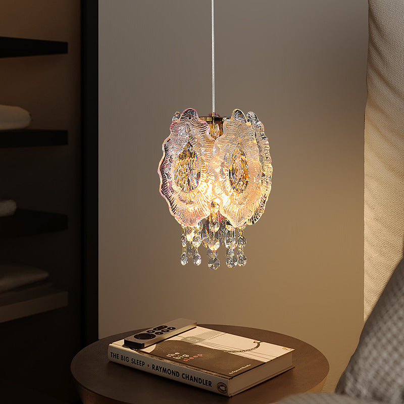Modern Luxury Iron Crystal Liuli Material Butterfly-shaped 1-Light Pendant Light For Bedroom & Living Room