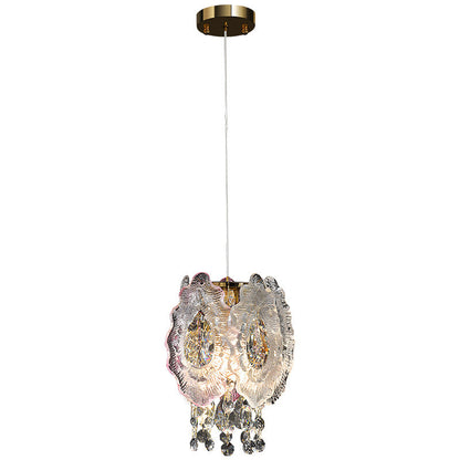 Modern Luxury Iron Crystal Liuli Material Butterfly-shaped 1-Light Pendant Light For Bedroom & Living Room