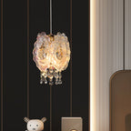 Modern Luxury Iron Crystal Liuli Material Butterfly-shaped 1-Light Pendant Light For Bedroom & Living Room