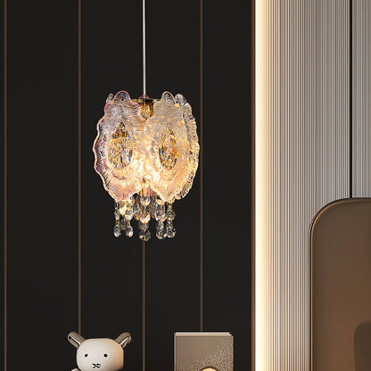 Modern Luxury Iron Crystal Liuli Material Butterfly-shaped 1-Light Pendant Light For Bedroom & Living Room