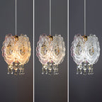Modern Luxury Iron Crystal Liuli Material Butterfly-shaped 1-Light Pendant Light For Bedroom & Living Room