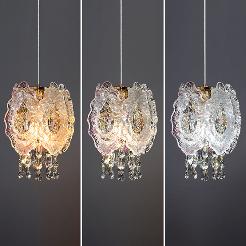 Modern Luxury Iron Crystal Liuli Material Butterfly-shaped 1-Light Pendant Light For Bedroom & Living Room