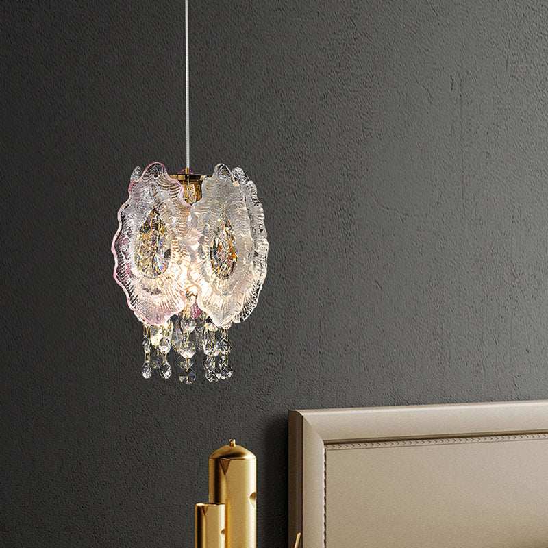Modern Luxury Iron Crystal Liuli Material Butterfly-shaped 1-Light Pendant Light For Bedroom & Living Room