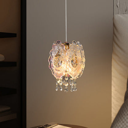 Modern Luxury Iron Crystal Liuli Material Butterfly-shaped 1-Light Pendant Light For Bedroom & Living Room